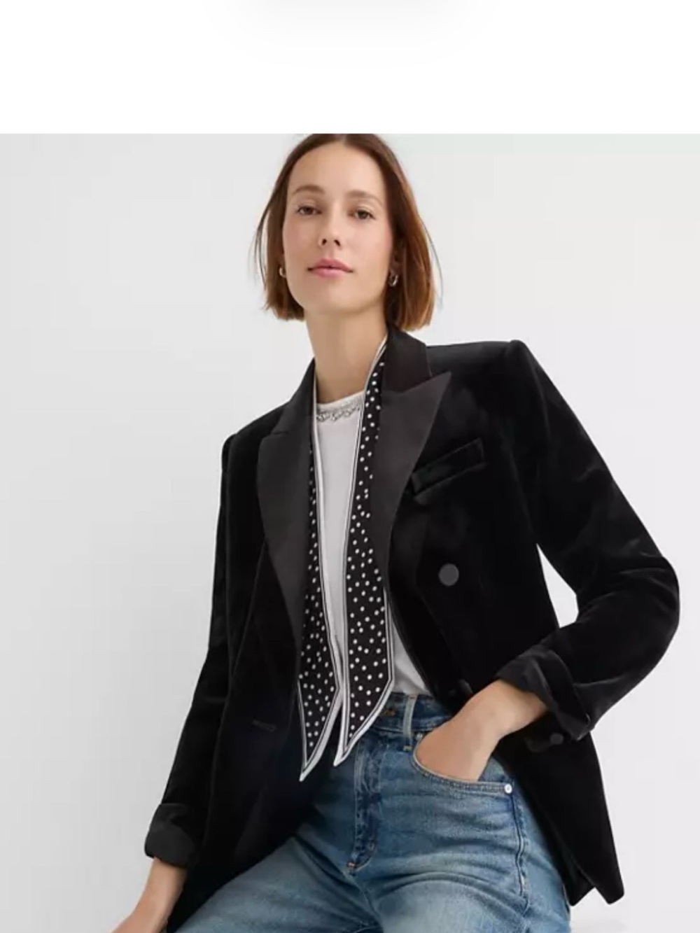 Loft Women's Black Velvet Blazer with Satin Lapel Small NWT